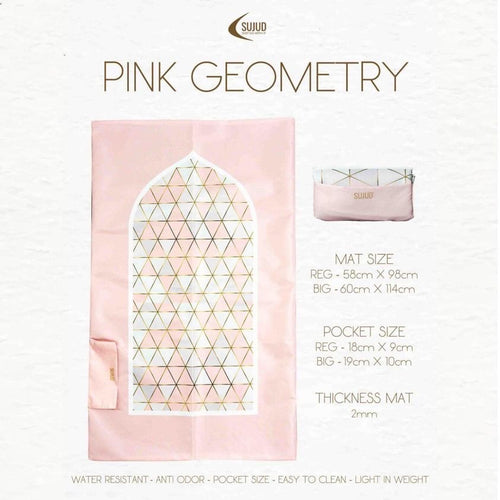 Pink geometry travel prayer mat