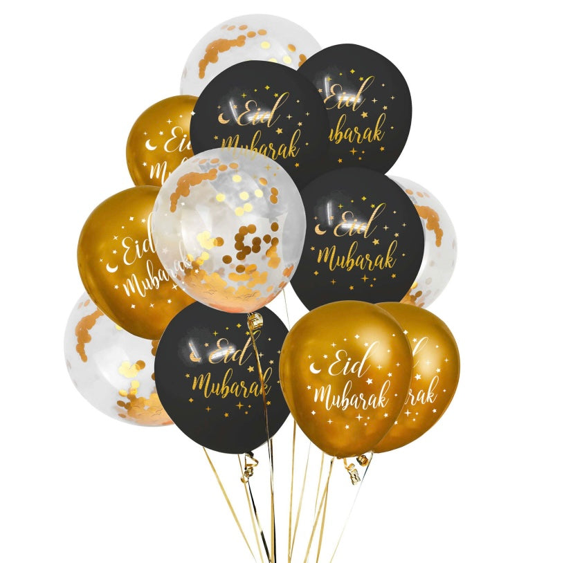 Eid Mubarak balloons - Black and Gold