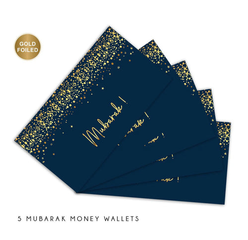 Navy blue gold foiled Mubarak money wallets