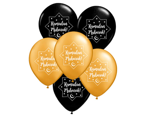 Ramadan Mubarak balloons - Black & Gold